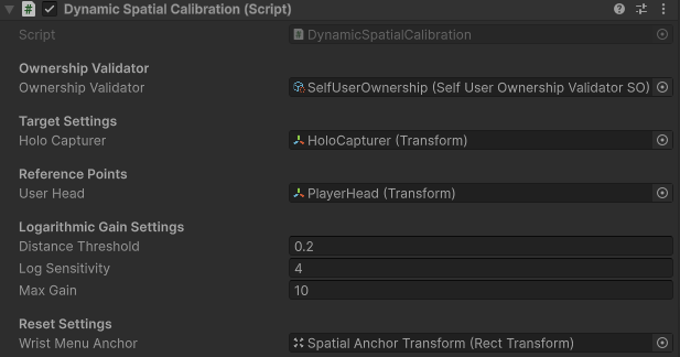 VR Calibration Orb in Inspector