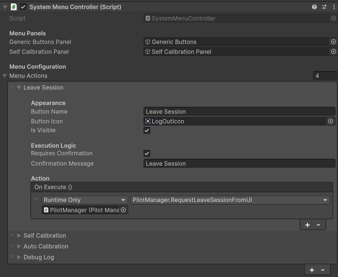 Inspector SystemMenuController