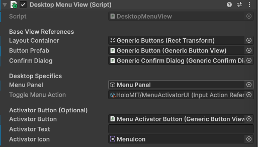 Inspector DesktopMenuView