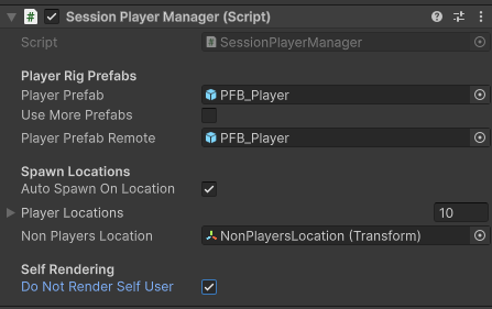 Session Player Manager Inspector View